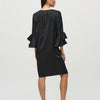 Joseph Ribkoff black satin ruffle sleeve dress