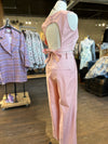 FRNCH rose cropped open tie back top