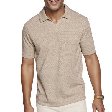 Johnston & Murphy tan v-neck polo
