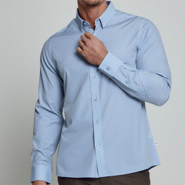 7D Gatler Long Sleeve Button Down - Dusty Blue