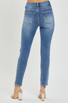 Risen ankle skinny distressed knee jeans