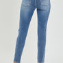 Risen ankle skinny distressed knee jeans