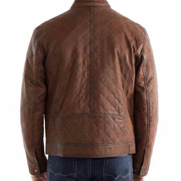Scully Diamond Quilted Pattern Brown Leather Jacket – Graif Clothing