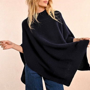 Molly Bracken Navy Turtleneck Poncho