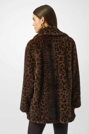 Joseph Ribkoff Leopard Print Faux Fur Coat