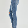 Risen ankle skinny distressed knee jeans