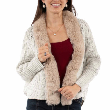Scully Fur Lace Up Back Cardigan