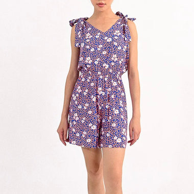Molly Bracken printed romper with knot straps