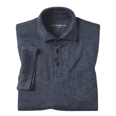 Johnston & Murphy Navy Jacquard Polo