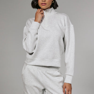 7Diamonds Lt. Grey Rev Cropped Quarter-Zip