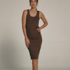 7Diamonds Nadja Ruched Brown Midi Dress