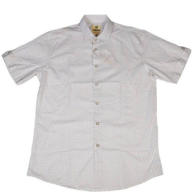 Trend S/S White/Tan/Blue Micro Print