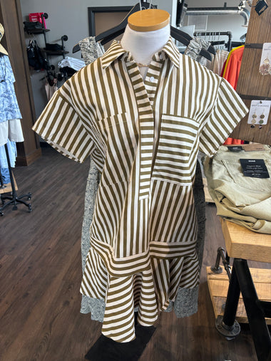 Aureum Striped Mini Shirt Dress