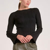 Elan Ribbed Black Bell Long Sleeve