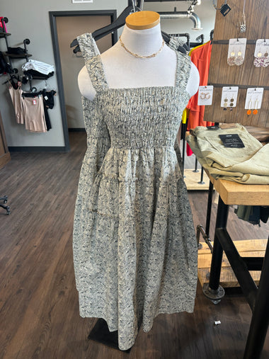 Aureum Navy Toile Print Midi Dress