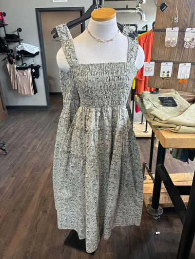 Aureum Navy Toile Print Midi Dress