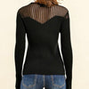 Molly bracken black ribbed sweater/fishnet bust