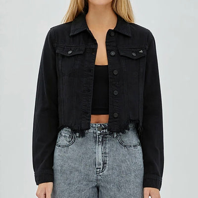 Hidden Black Frayed Bottom Jacket
