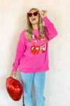 Southern Grace Heart Cherries On Pink Crew