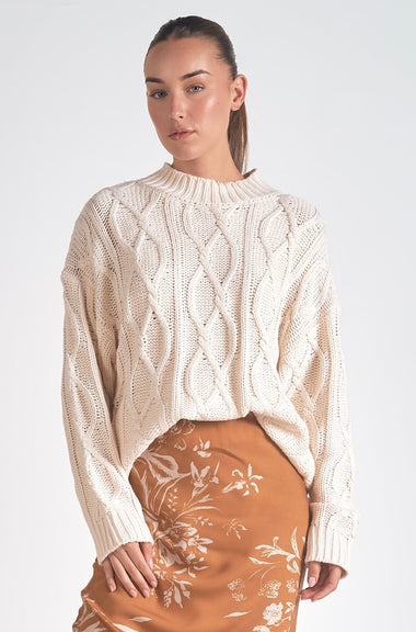 Elan Off White Diamond Oversized Sweater