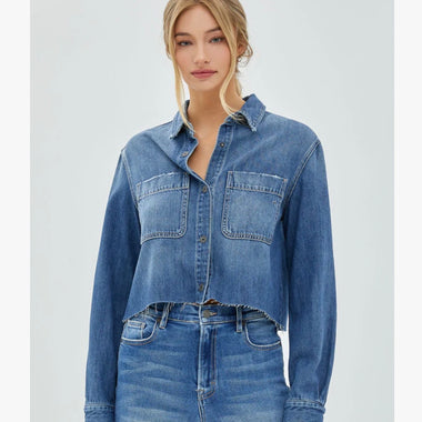 Hidden Crop Denim Shirt