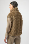 Joseph Ribkoff Light Brown Faux Fur Vest