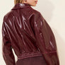 FRNCH Burgundy Bomber Vegan Leather Jacket
