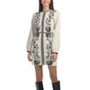 Zoe & Claire Long Sleeve Mock Neck Placed Floral Sweater Mini Dress