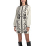 Zoe & Claire Long Sleeve Mock Neck Placed Floral Sweater Mini Dress
