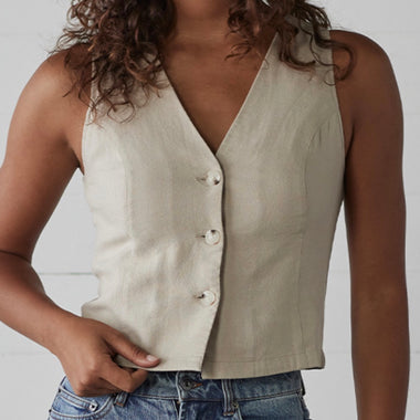 The Normal Brand sandstone Leuko linen-blend vest