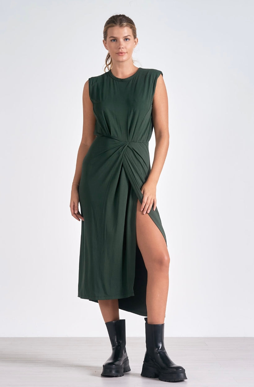 Elan Women's Sleeveless Slit Front Dress - Green - Size M - Dark Green Elan Women's Sleeveless Slit Front Dress - Green - Size M - Dark Green