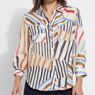 Lyssé Yesenia Roll Tab Utility Shirt - Multi