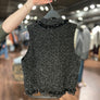 THML Sleeveless Fringed Sequin Knit Vest