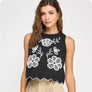 Strut & Bolt Floral Embroidery Sleeveless Top