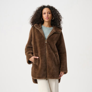 Joseph Ribkoff Hooded Faux Fur Coat