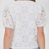 Zoe & Claire Embroidered Eyelet Button Top