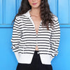 Molly Bracken Striped Knit Zip Cardigan
