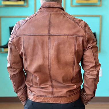 scully cognac quilted shoulders