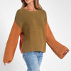 Elan green/orange color-blocked sweater