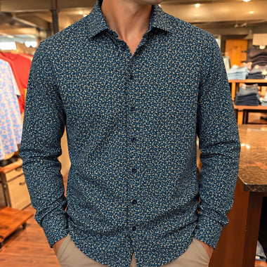 Lugano Navy & Sage Floral Sportshirt