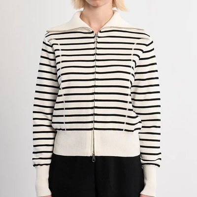 Molly Bracken Striped Knit Zip Cardigan