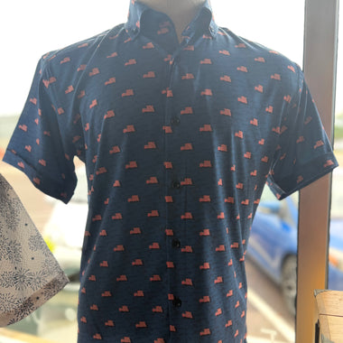Buoy&Boat Button Up Shirt - Navy Flag