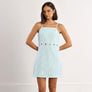Molly Bracken Aqua Striped Mini Dress