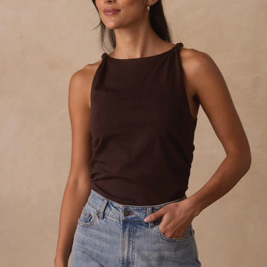 The Normal Brand Umber Jersey Draped Tank
