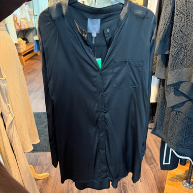 Lyssé Black Satin Button Down