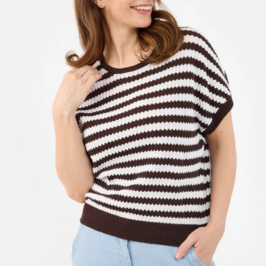 Brandtex Coffee Bean Striped Top