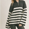 Sage The Label 1/4 zip striped sweater