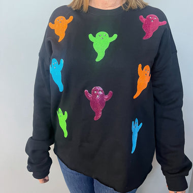 Shimmer neon ghost cropped crew