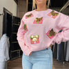 Pink shimmer present cropped crew