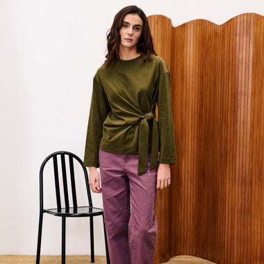 FRNCH Orchis Moss Green Long Sleeve Shirt